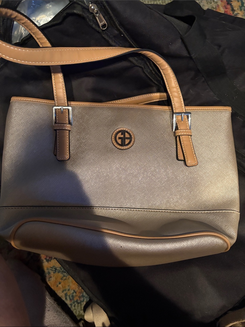 GG Collection Taupe Handbag with Tan Trim